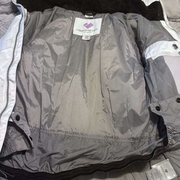 Obermeyer Girls' Leia Insulated Ski Snow Jacket Coat Teen M 10/12 White/gray/bla - Picture 4 of 16